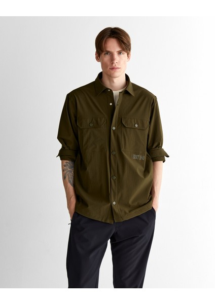 Erkek Yeşil Relaxed Fit Klasik Yaka Gömlek 3825109T.301