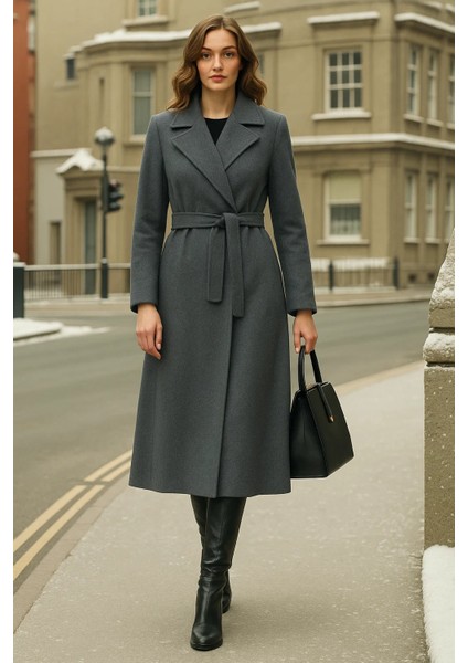 Kadın Kruvaze Premium Füme Kaşe Kaban fiyatları