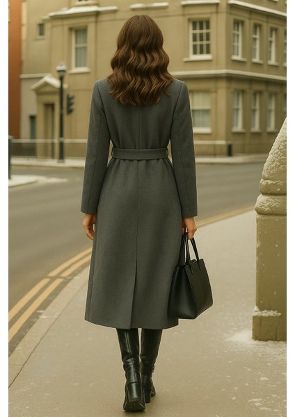 Kadın Kruvaze Premium Füme Kaşe Kaban indirimleri