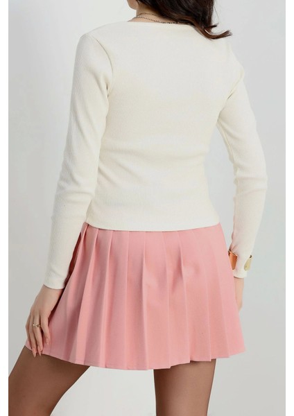 U Yaka Kaşkorse Bluz Beyaz modelleri