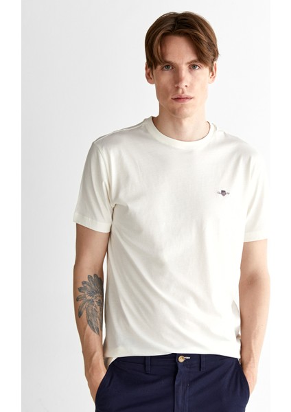 Erkek Krem Regular Fit Bisiklet Yaka T-Shirt 2325167T.113 fırsatları