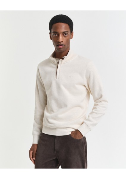 Erkek Krem Regular Fit Yarım Fermuarlı Sweatshirt 2068028.130