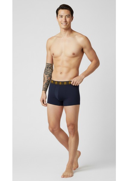 3' lü lacivert lüks kutu pamuklu erkek boxer modelleri