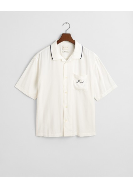 Erkek Krem Relaxed Fit Klasik Yaka Logolu Gömlek 3250060.113 fırsatları