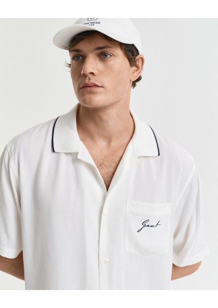 Erkek Krem Relaxed Fit Klasik Yaka Logolu Gömlek 3250060.113 indirimleri