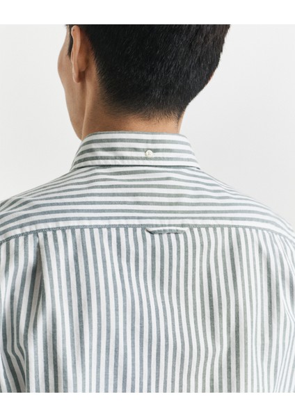 Erkek Yeşil Slim Fit Düğmeli Yaka Çizgili Oxford Gömlek 3250236.338 indirimleri