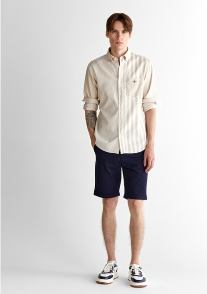 Erkek Bej Regular Fit Düğmeli Yaka Çizgili Gömlek 3825120T.233 modelleri