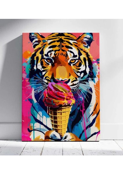 Renkli Kaplan Ikonu Kanvas Tablo