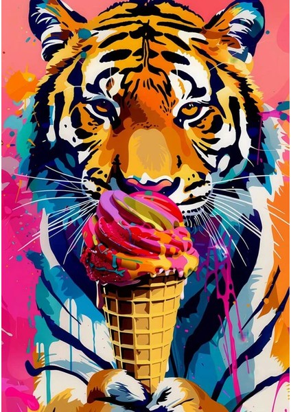 Renkli Kaplan Ikonu Kanvas Tablo fiyatları