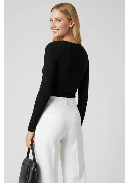 Çıtçıt Detaylı Bluz Siyah modelleri