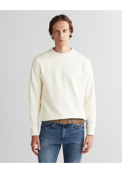 Erkek Krem Bisiklet Yaka Sweatshirt 2067064.130