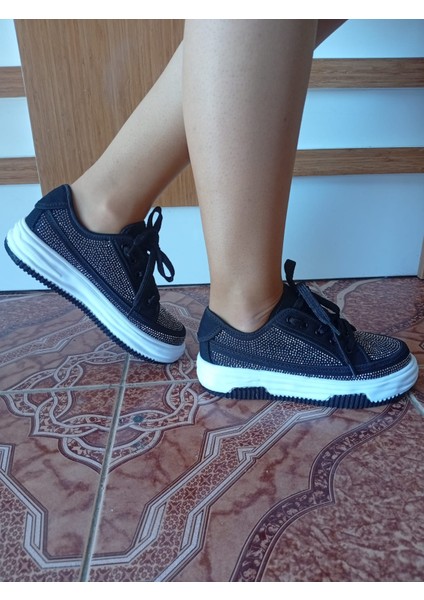 Kadın Yüksek Taban Rahat Şık Günlük Spor Ayakkabı Siyah Renk fiyatları
