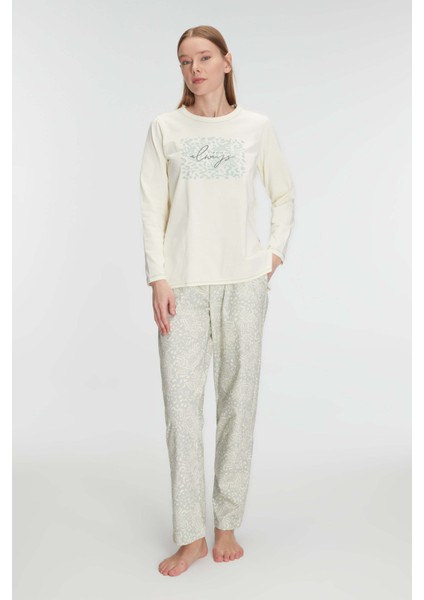 11295 Kadın Pamuklu Uzun Kol Pijama Takımı