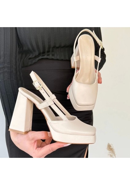 Mety Bej Cilt Topuklu Ayakkabı indirimleri