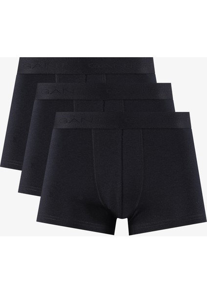 Erkek Siyah Slim Fit 3'lü Logolu Boxer 900003503.5
