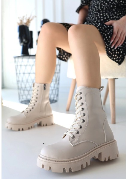 Flona Bej Cilt Bağcıklı Bot fiyatları