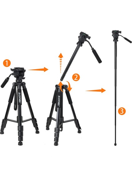 Q310 Alüminyum Alaşımlı Profesyonel Tripod&monpod-10 kg Taşıma Kapasitesi-Kumanda ve Telefon Tutucu modelleri