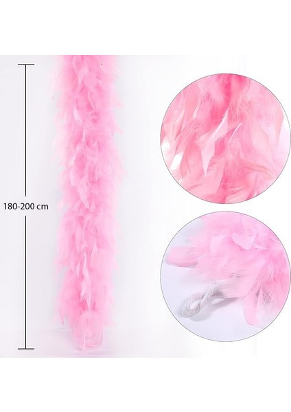 Pembe Renk Kabarık Kalın Otriş Boa Tüy 6 cm Genişlik 180-200 cm Uzunluk fiyatları