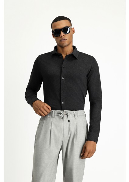 Uzun Kol Regular Fit Çizgili Örme Pamuk Gömlek fiyatları