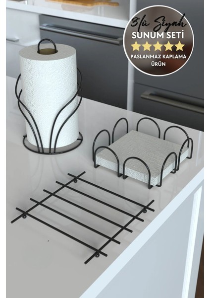 Siyah3'lü Kuğu Rulo Havluluk, Kare Masaüstü Peçetelik, Nihale