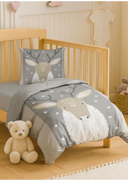 Yenidoğan Kız / Erkek Unisex Bebek Nevresim Takımı %100 Pamuklu Geyik