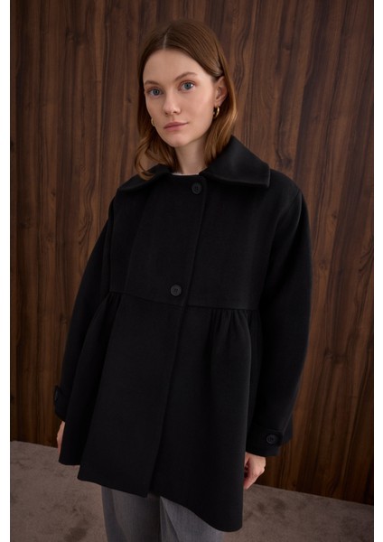 Büzgü Detaylı Kaban Siyah fiyatları