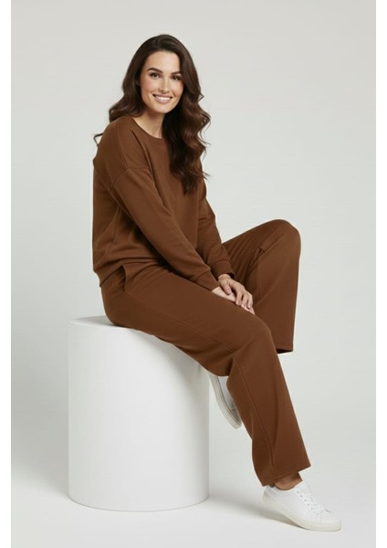 Kadın Şık Rahat Bisiklet Yaka Çımalı Ikili Takım modelleri