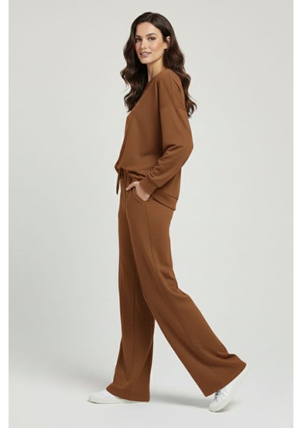 Kadın Şık Rahat Bisiklet Yaka Çımalı Ikili Takım fırsatları