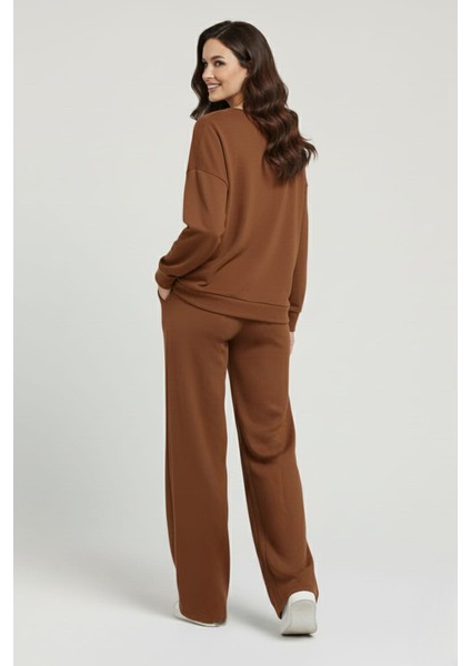 Kadın Şık Rahat Bisiklet Yaka Çımalı Ikili Takım indirimleri