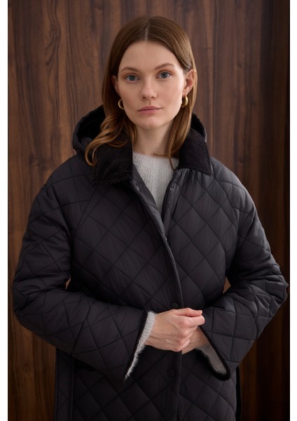 Uzun Kapitone Mont Siyah modelleri