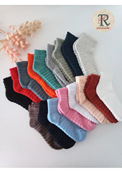 Kadın Kışlık Ters Havlu Renkli Çorap 8 Çift Nefes Alabilir Pamuk Elastan Düz Desen modelleri