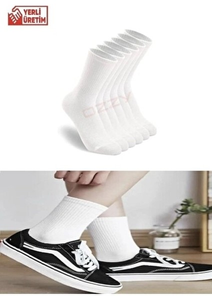 6 Çift Beyaz Dikişsiz Pamuklu Nefes Alabilir Soket Çorap Düz Desenli fırsatları