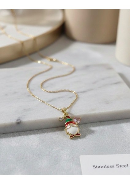 • 316L Çelik Gold Zirkon Taşlı Gösterişli Kararma Yapmayan Suya Dayanıklı Gold Çelik Şık Kolye fiyatları