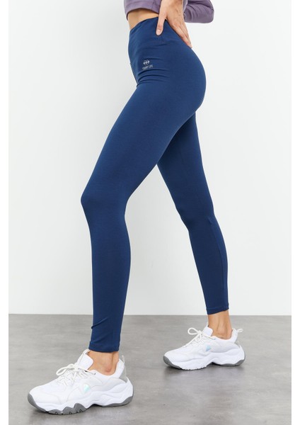 İndigo Yüksek Bel Toparlayıcı Slim Fit Dar Paça Kadın Tayt - 94011