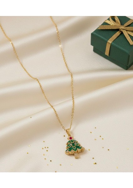 316L Çelik Zirkon Taşlı Gösterişli Kararma Yapmayan Suya Dayanıklı Gold Çelik Şık Kolye