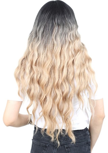 Perçemli Uzun Su Dalgası Fiber Sentetik Peruk / Siyah / Balköpüğü Ombreli fırsatları