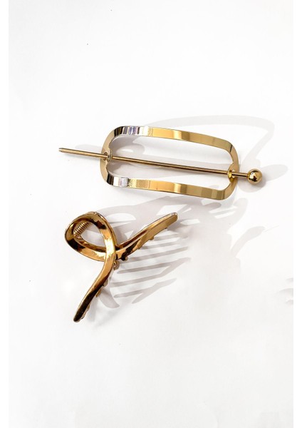 Gold Metal Topuz Tokası Seti