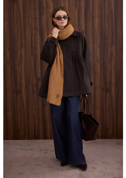 Büzgü Detaylı Kaban Kahve modelleri