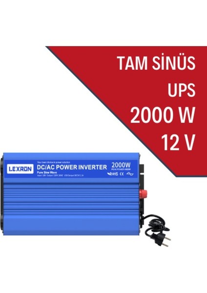 - Inges 12 Volt 2000 Watt 2 Kw Ups Şebekeden Şarj Edilebilir Inverter Invertör - Karavan