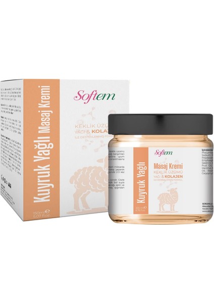 Kuyruk Yağı Masaj Kremi - 200 ml Kolajen Destekli Formül