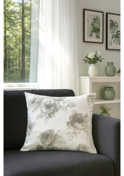 Duck Kırlent Kılıfı Beyaz Gri V1 40X50