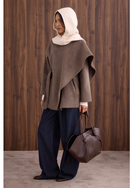 Kuşaklı Şal Yaka Kaban Kahve modelleri