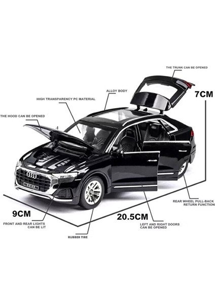 Audi Q8 Suv Tarzı Araba 1:24 Diecast Metal Model Araba Koleksiyon Araba Sesli Işıklı Audi Jip Araba fırsatları