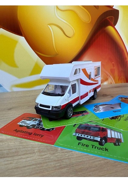 Kutulu Çek Bırak Metal Karavan Oyuncak Karavan Diecast Karavan Model Araba