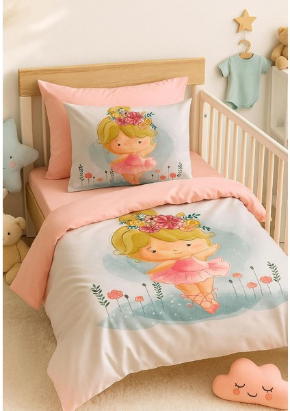 Dijital Baskılı 3D Pamuklu Yenidoğan Bebek Nevresim Takımı Balerina