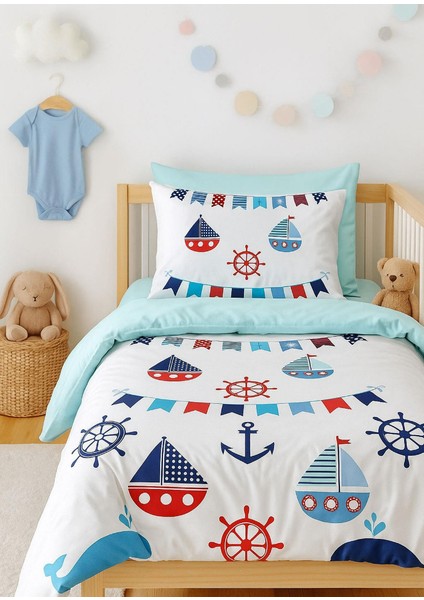 Dijital Baskılı 3D Pamuklu Yenidoğan Bebek Nevresim Takımı Çapa Marine fırsatları