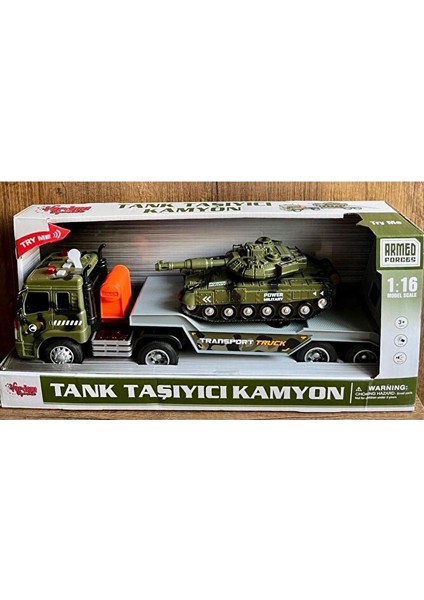 Vardem Sesli ve Işıklı Tank Taşıyıcı Kamyon Askeri Araç Taşıyan Tır Oyuncak Araba