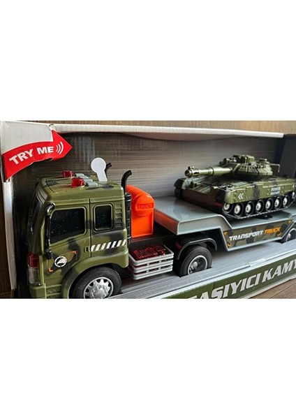 Vardem Sesli ve Işıklı Tank Taşıyıcı Kamyon Askeri Araç Taşıyan Tır Oyuncak Araba modelleri