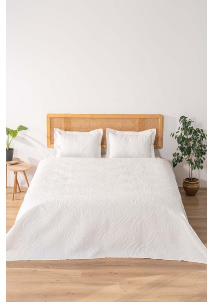 Venada Çift Kişilik Mikro Uyku Seti 3 Parça Yatak Örtüsü Seti Krem