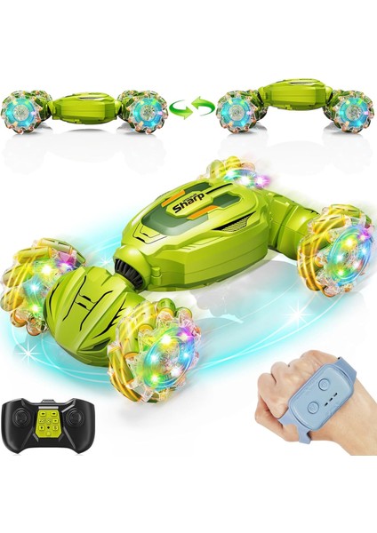 Işıklı Şarjlı El Sensörlü Bilekten Kontrol 2.4 Ghz Şarjlı Uzaktan Kumandalı 360° 4x4 Akrobat Araba